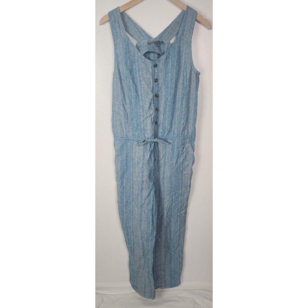Prana Women's Sz. M Chambray Stripe Wayferer’s Romper Jumpsuit